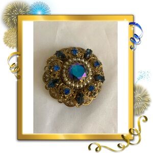 High End Stunning Rhinestone Estate Retro Brooch Costume Jewelry 1930's - 1940's